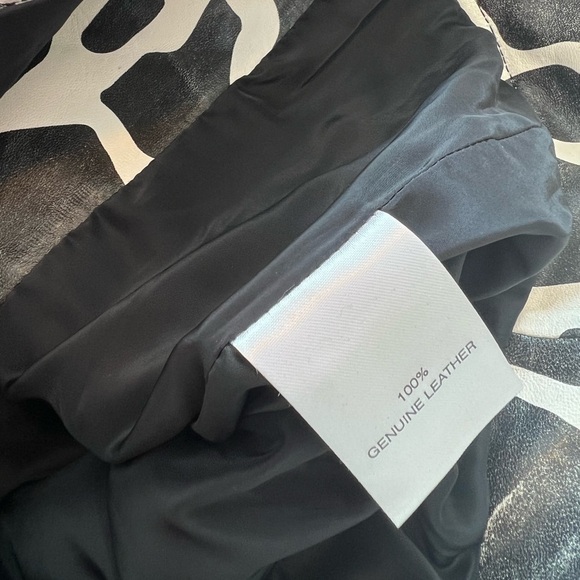 L’AGENCE BIKER MOTO JACKET 100% LEATHER IVORY / BLACK ANTIBES NWT - Picture 12 of 16